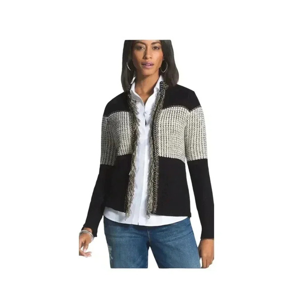 Chico’s Women Blocked Pattern Arlene Cardigan. Size: 1 (S). - Picture 1 of 10